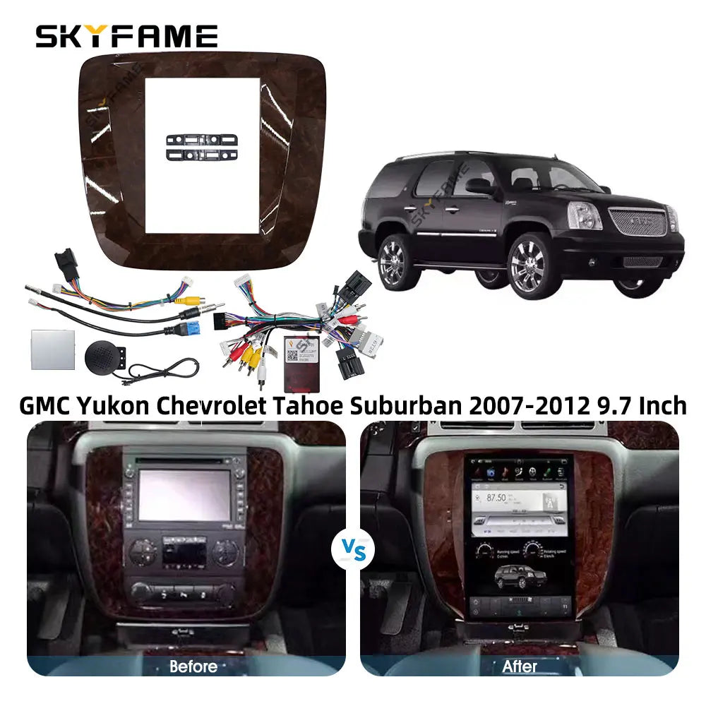 SKYFAME Car Frame Fascia Adapter Canbus Box Decoder Android Radio Dash Fitting Panel Kit For GMC Yukon Chevrolet Silverado Tahoe