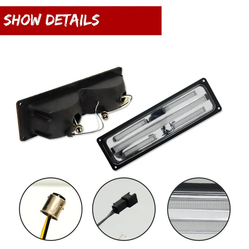 For GMC Suburban Yukon, For Chevrolet C/K 1500/2500 Tahoe Silverado Front Bumper Sequential Amber Turn Signal Light w/ White DRL