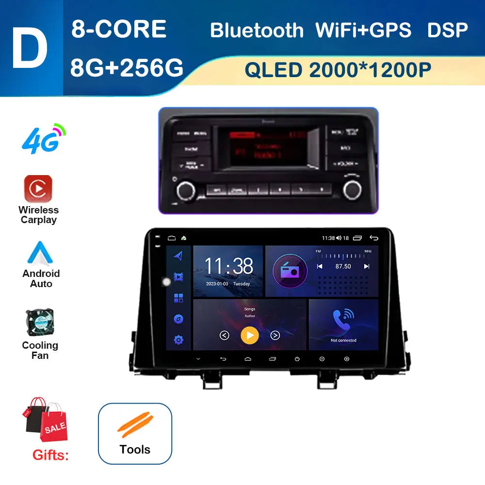9 inch GPS Navigation for KIA Morning 3 picanto 2017 - 2020 Android Auto Car Radio Video Multimedia Player DSP Stereo Bluetooth