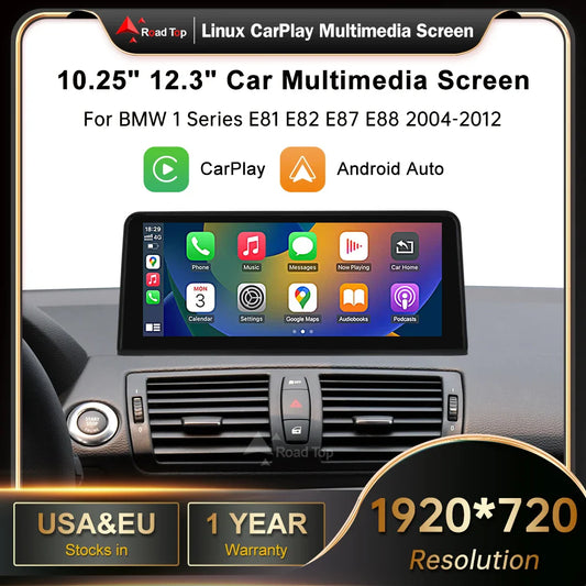RoadTop Wireless CarPlay Android Auto For BMW Series 1 E81 E82 E87 E88 CCC CIC System Multimedia Display Screen