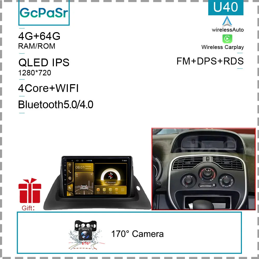 Car Radio Android For Renault kangoo 2008 2009 2010 2011 2012 2013 2014 2015 - 2018 Multimedia Player GPS Carplay Android Auto