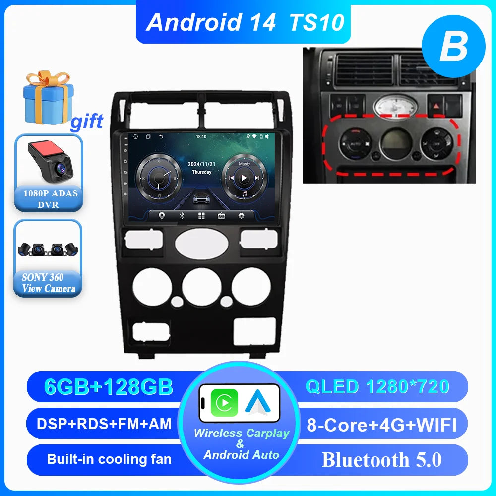Android 14 Radio Stereo For Ford Mondeo MK 3 2000 2001 2002 2003 2004 2005-2007 Auto Multimedia Player GPS Navigation Bluetooth