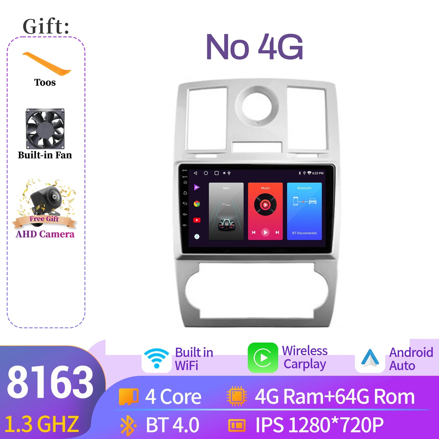 NAVISTART For Chrysler 300C 2004-2011 Car Radio Autoradio Multimedia Navigation Android 14 Carplay 8+128G 2K QLED Screen