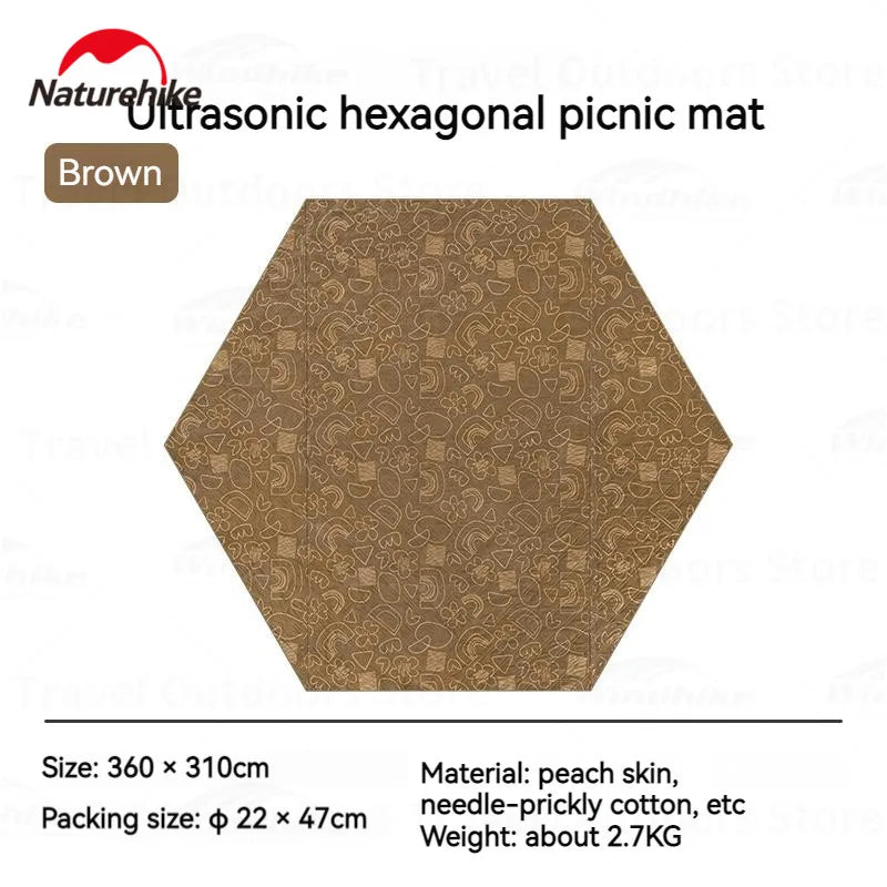 Naturehike Hexagonal Tent Mat Outdoor Moisture-proof Mat For 10-15 People Camping Picnic Beach Ground Cloth Washable Portable