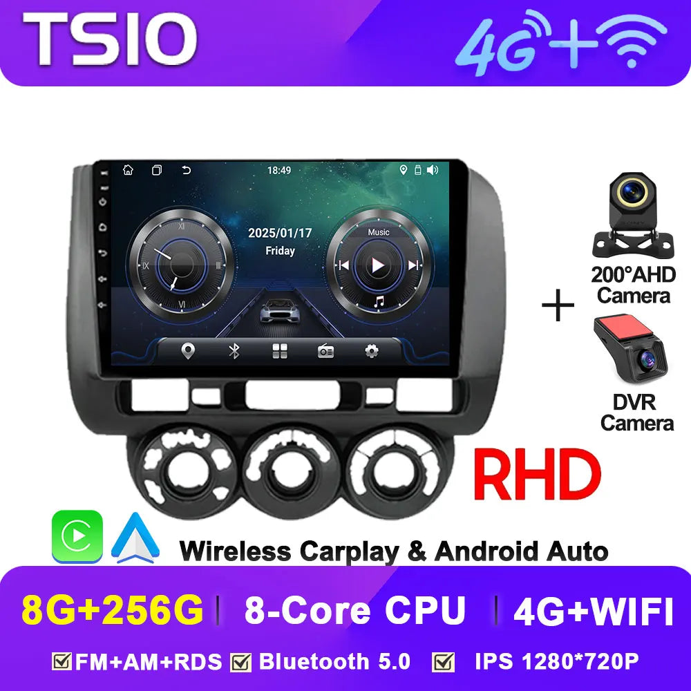 Android 14 Car Radio Multimedia Player For HONDA FIT JAZZ 2002 2003 - 2007 LHD RHD Carplay Autoradio GPS Navi 5G Wifi Bluetooth