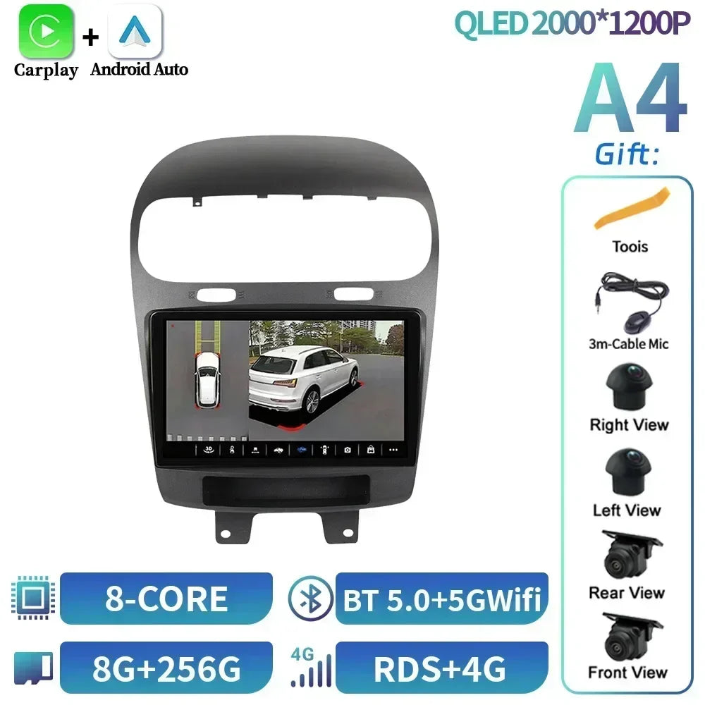 For Dodge Journey Fiat Leap Freemont 2011-2020 Car Radio Multimedia Navigation Wireless BT Carplay Touch Screen Head Unit Stereo