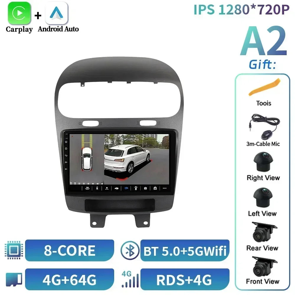For Dodge Journey Fiat Leap Freemont 2011-2020 Car Radio Multimedia Navigation Wireless BT Carplay Touch Screen Head Unit Stereo