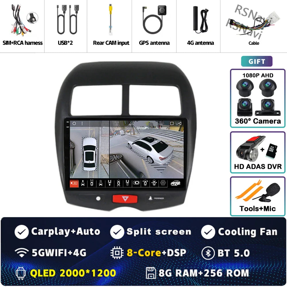 Android 14 For Mitsubishi ASX 1 2010 - 2016 2K QLED Android Car Radio Multimedia Video Player GPS Stereo CarPlay 4G Head Unit