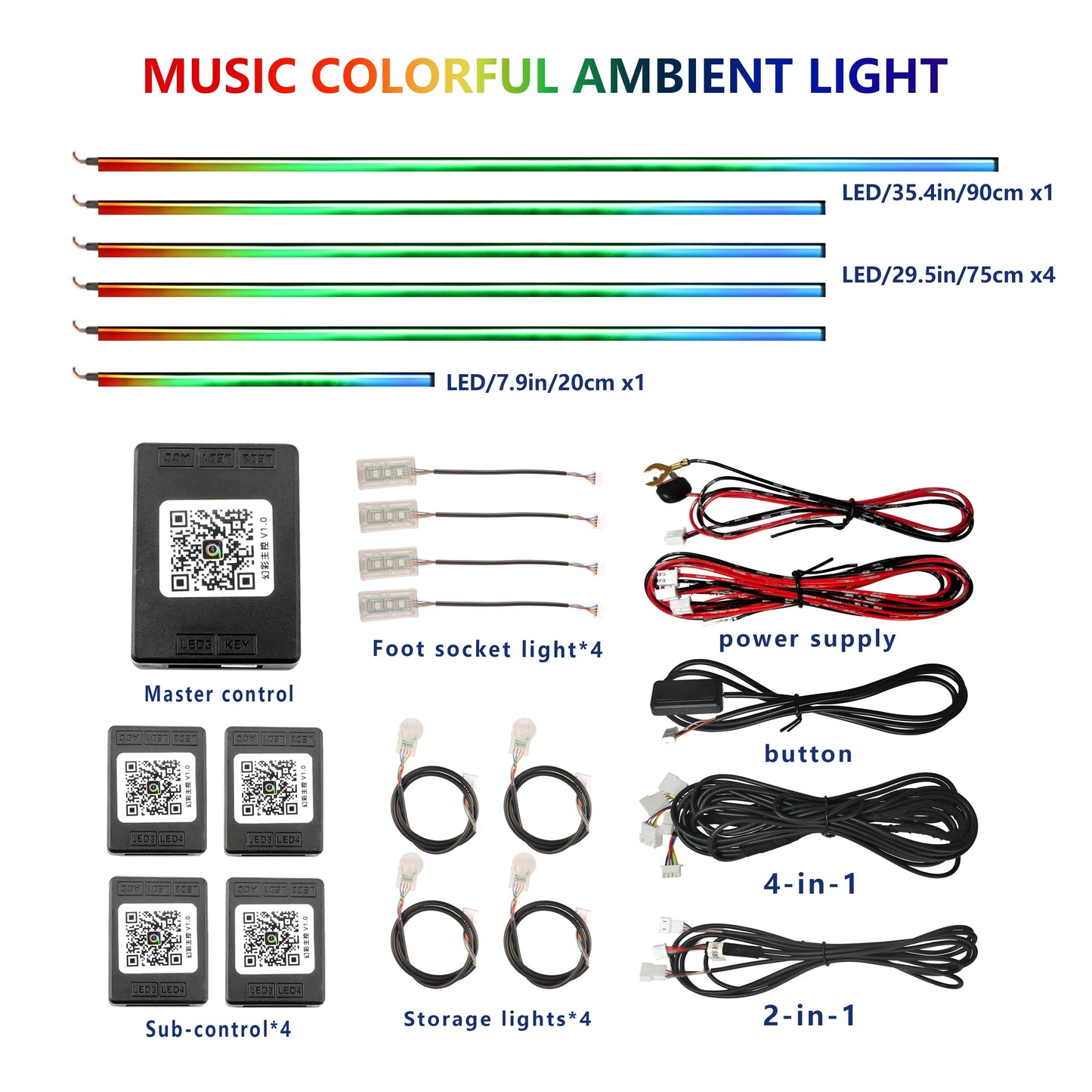FILIPLI For The MERCEDES-BENZ CLA For 2016 Smart 64 RGB Color Car Ambient Self-Adhesive Light With APP Control Easy To Install