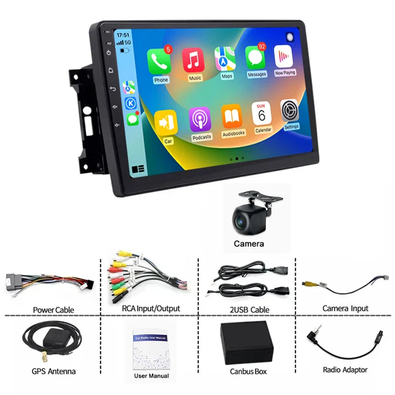 10'' For Jeep Wrangler 2007-2016 Car Radio Head Unit Wireless Carplay Apple Android 13 Auto Intelligent System GPS Navi 4-64GB