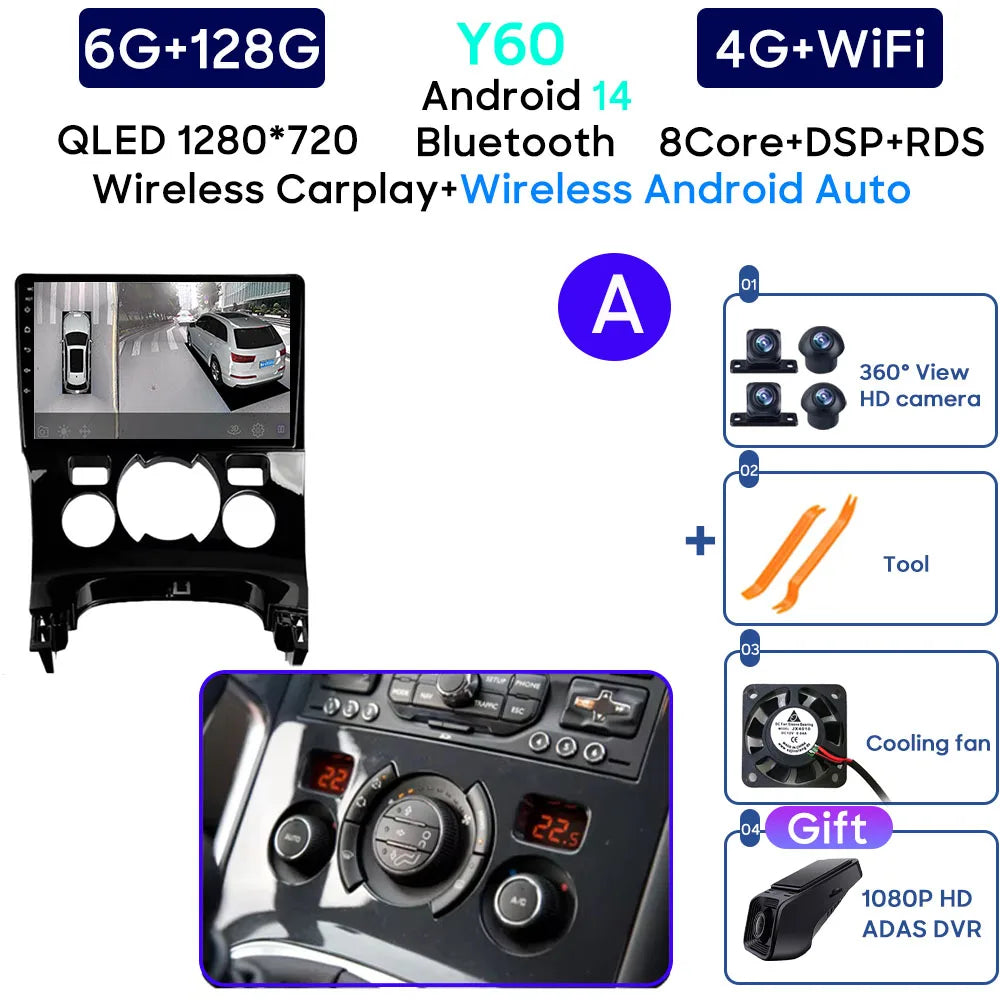 Car Radio Android 14 For Peugeot 3008 5008 2009-2016 LHD Navigation GPS Android Stereo Multimedia Player Screen No 2din 4G Wifi