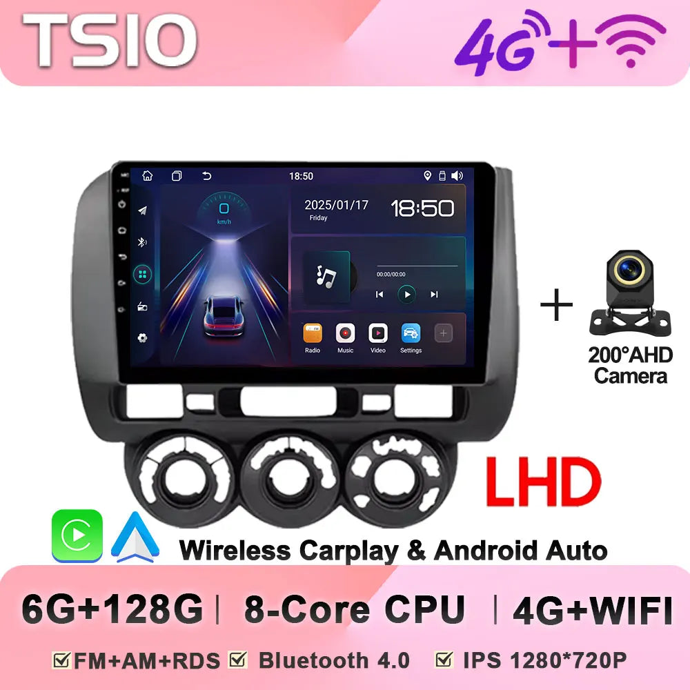 Android 14 Car Radio Multimedia Player For HONDA FIT JAZZ 2002 2003 - 2007 LHD RHD Carplay Autoradio GPS Navi 5G Wifi Bluetooth