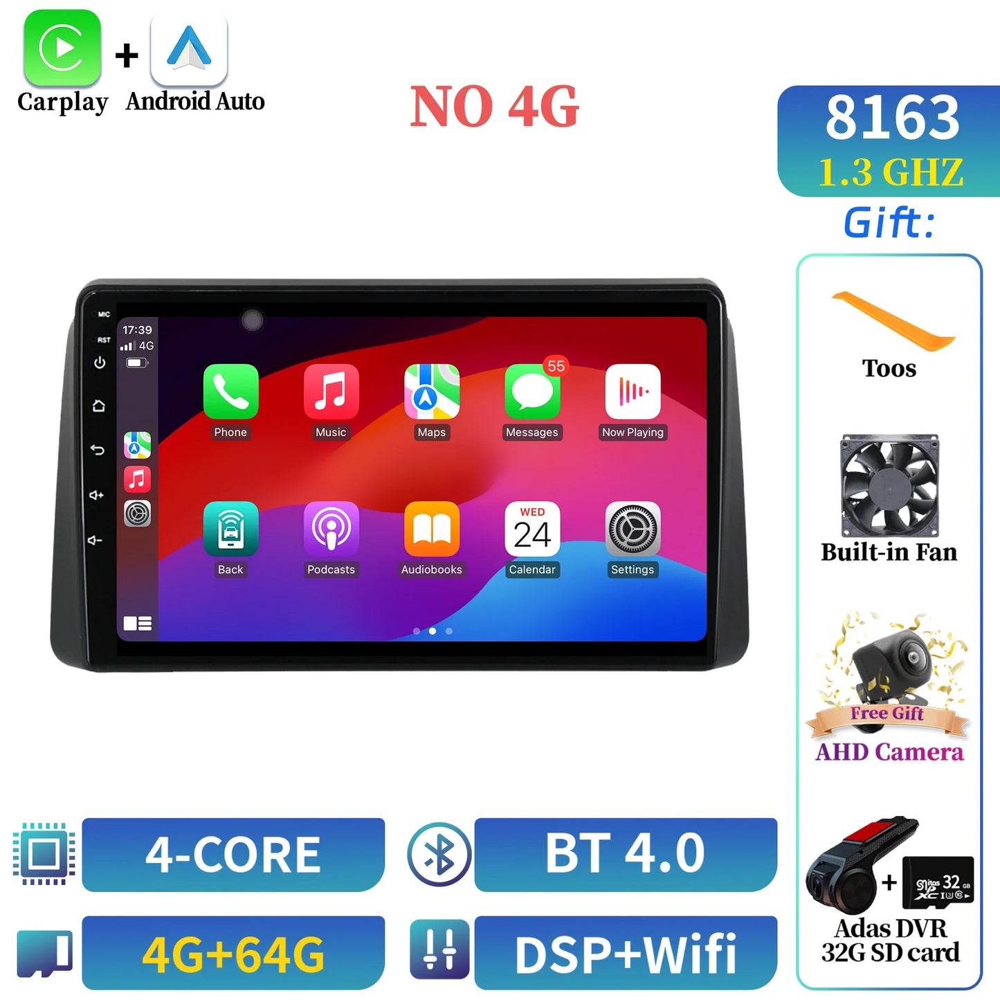 Car Radio Android 14 Multimedia Wireless Bluetooth Carplay For Chrysler Grand Voyager 5 2011-2015 7862S 8G 256G 2K QLED Screen