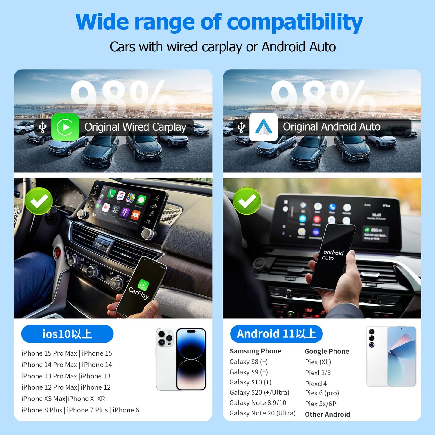 C11 2 in 1 Carplay AI Box Wireless CarPlay Android Auto Wireless Adapter Spotify For Mazda Toyota Mercedes Peugeot Volvo Kia