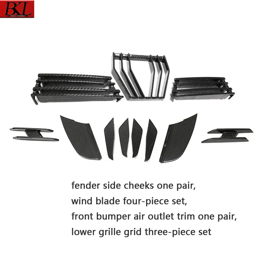 For BMW M2 series G87 dry carbon fiber wind blade fender side cheeks front bumper air vent trim spoiler car upgrade accessories