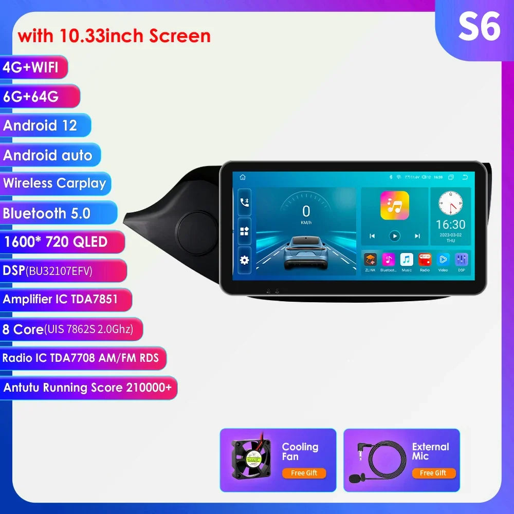 Hizpo 10.33" Car Radio Multimedia Player for Kia Ceed Cee'd 2 JD 2012-2016 Android 13 Wireless Carplay Navi GPS Stereo Head Unit
