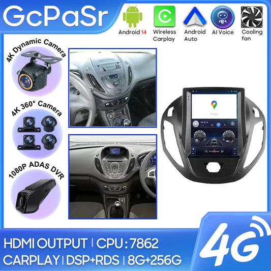 Android 14 Car Radio For Ford B-Max Transit Courier Tourneo 2012 - 2018 Carplay Navigation GPS Carplay Multimedia Player No 2din