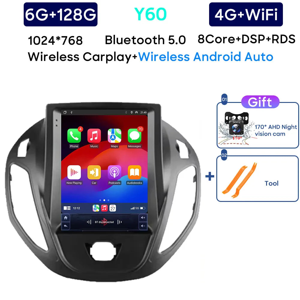 Android 14 Car Radio For Ford B-Max Transit Courier Tourneo 2012 - 2018 Carplay Navigation GPS Carplay Multimedia Player No 2din