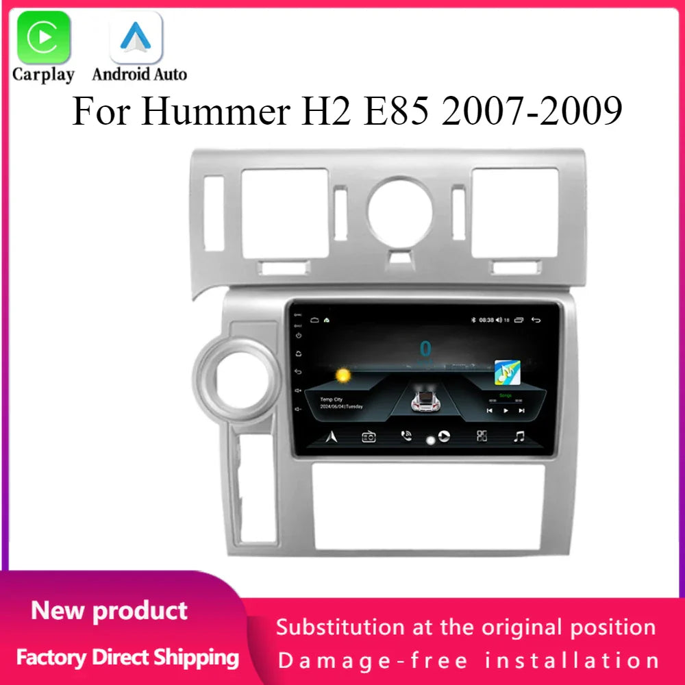 For Hummer H2 E85 2007-2009 Android 14 Car Radio Multimedia 4G GPS Navigation Wireless Bluetooth CarPlay Touch Screen Stereo