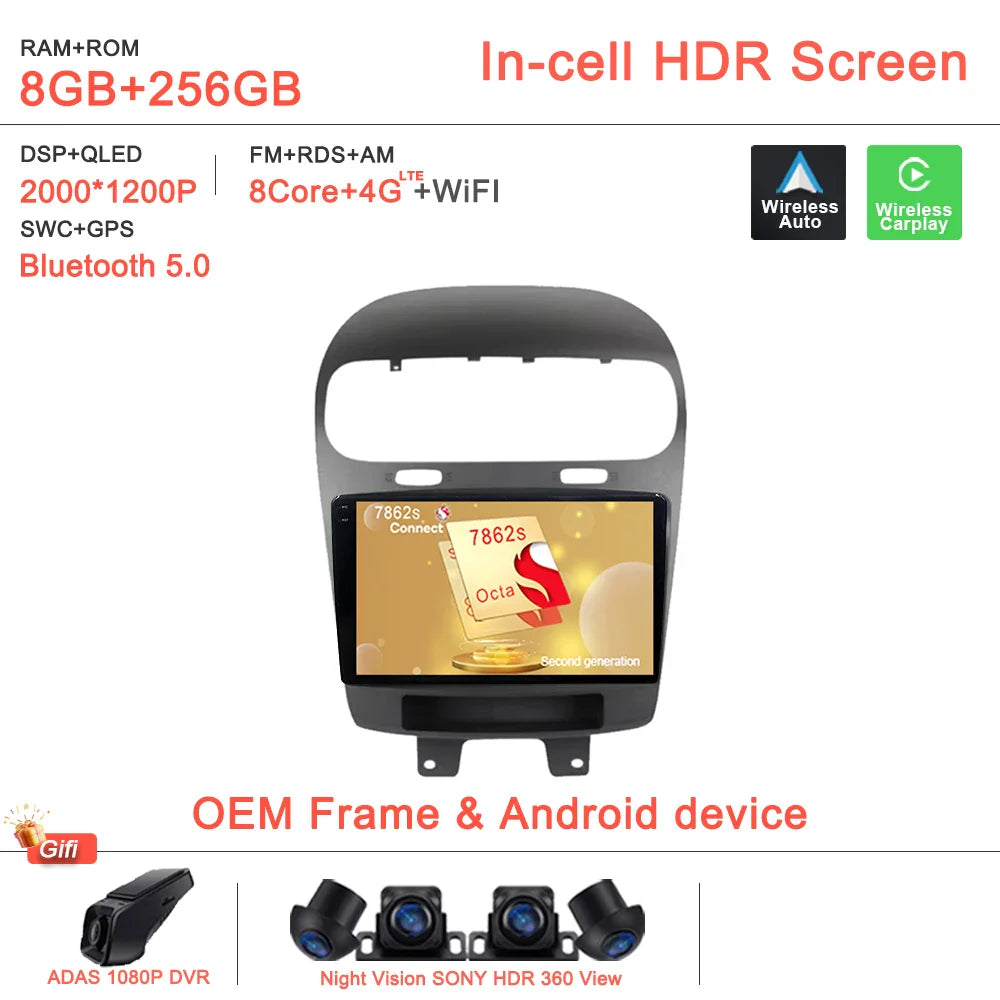 Android14 2K Incell Screen For Dodge Journey Fiat Leap 2012 - 2020 Car Dvd Auto Radio Stereo Multimedia Player GPS Navigation 5G