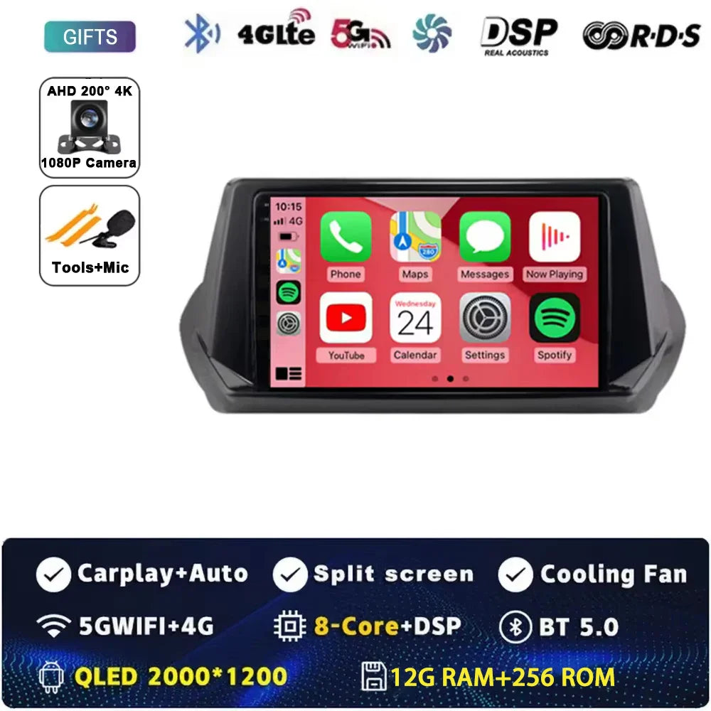 Android 15 Carplay Auto For Peugeot 2008 208 2019 2020 2021 2022 Car Radio Multimedia Video Player Navigation GPS No 2Din 2 Din
