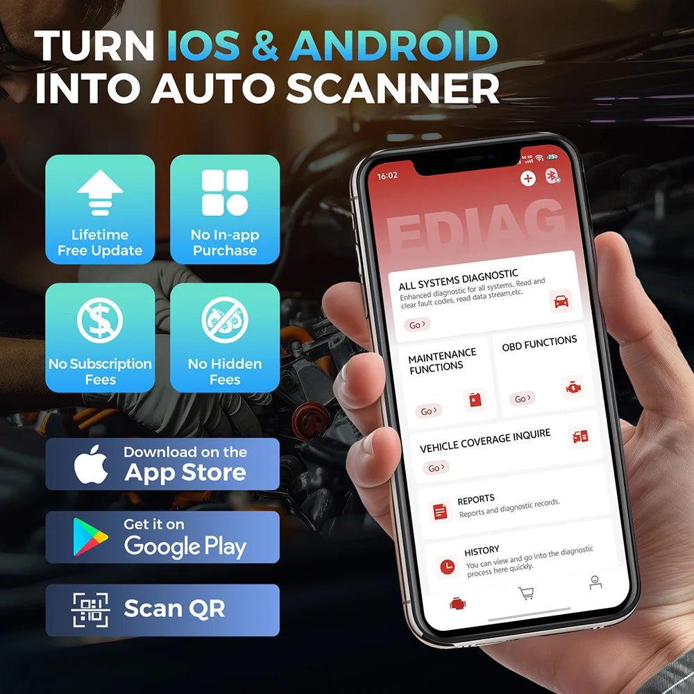 10PCS No Subscription Lifetime Update Kingbolen Ediag elite ALL Software Bi Directional 15 Reset CANFD Protoco OBD2 Scanner