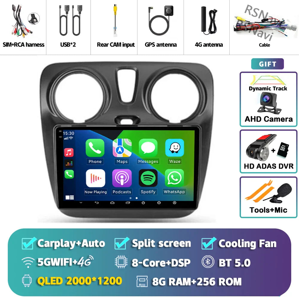 Android 14 Car Radio For Renault Lodgy Dacia Dokker 2012 2013 - 2021 Autoradio Auto Carplay WIFI+4G Multimedia DSP Stereo Player