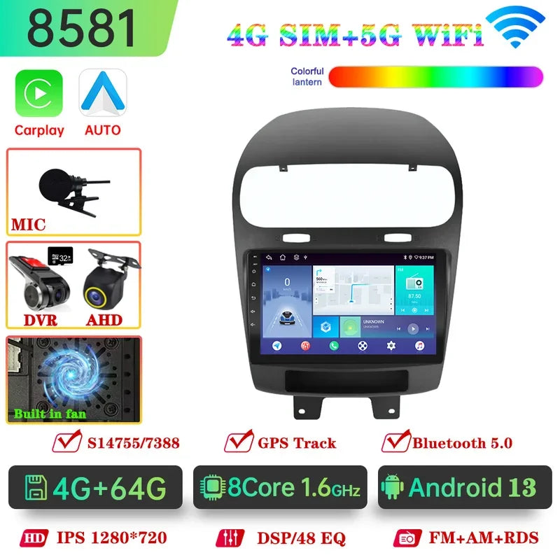 Android 14 Car Radio For Dodge Journey For Fiat Freemont 2012-2020 CarPlay Auto WiFi 5 4G Car Multimedia GPS DVR autorad