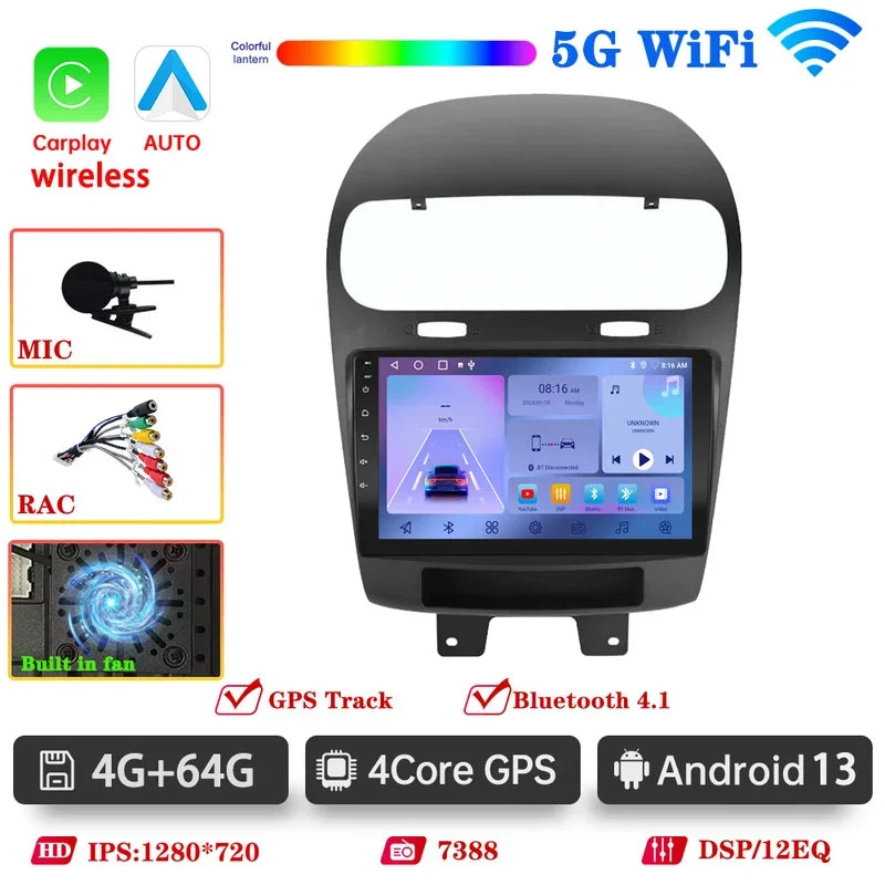 Android 14 Car Radio For Dodge Journey For Fiat Freemont 2012-2020 CarPlay Auto WiFi 5 4G Car Multimedia GPS DVR autorad