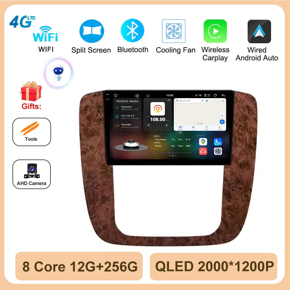 Android 14 for GMC Yukon Chevrolet Tahoe Suburban 2008-2012 Car Radio Multimedia Video Player Navigation Stereo GPS Navi 4G TOOL