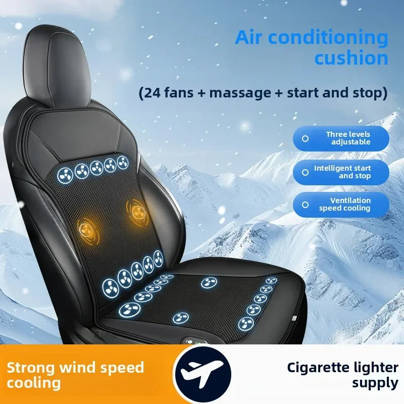 Car Cigarette Lighter Powered 24 Fans Universal Air Conditioning Seat Cover Cooling Car Seat Cushions Car Ventilated Seat Cover