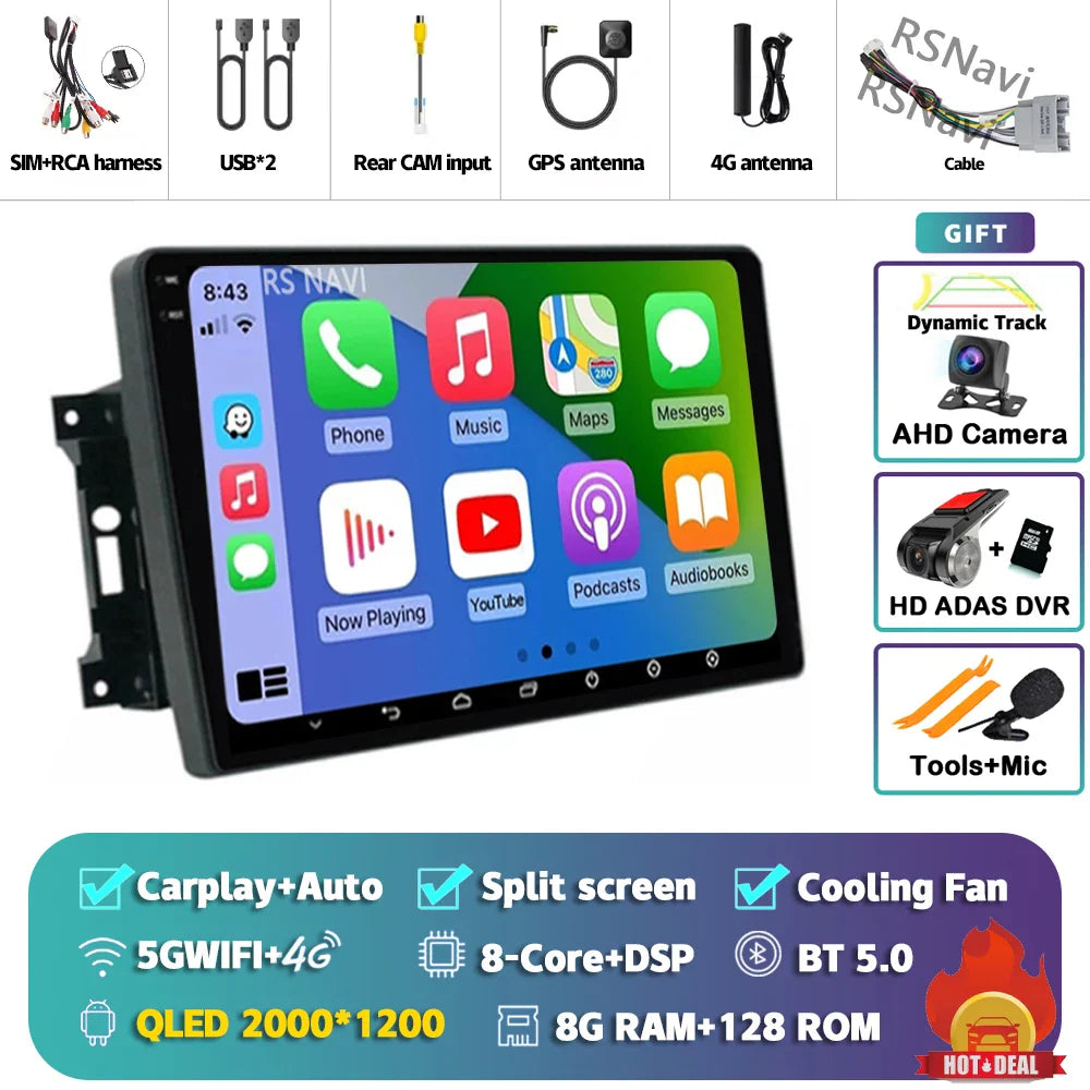 Android 14 Car Radio For Jeep Compass Grand Cherokee Wrangler Chrysler Sebring Town Country Dodge Charger Multimedia Stereo 2din