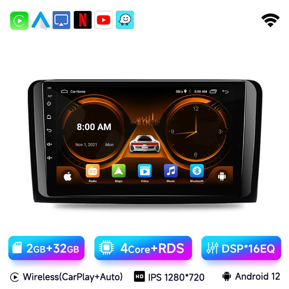 JIUYIN  Android 13 Car Radio For Mercedes Benz M-Class W164 GL-Class X164 ML GL 2005-2012 wireless CarPlay Android Auto 2din DVD