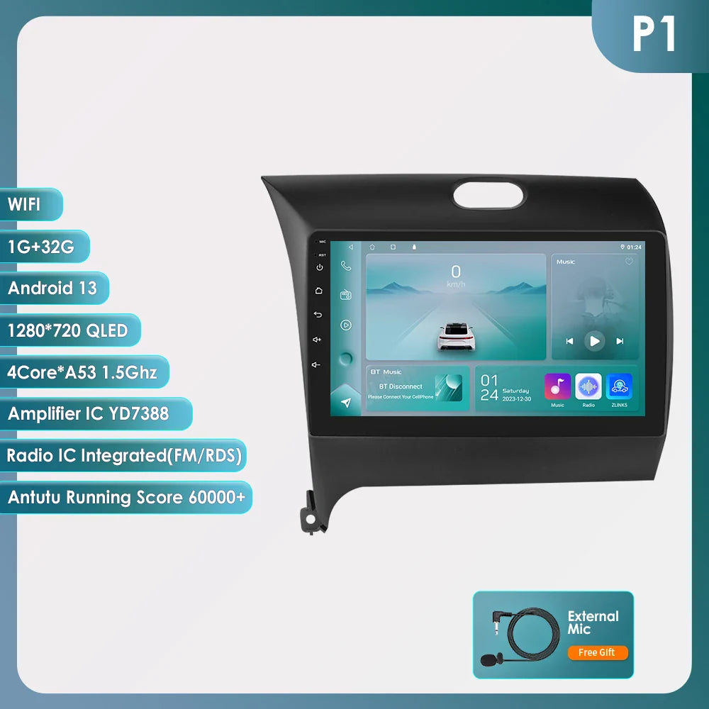 For Kia Cerato 3 K3 Forte 2013 - 2017 Car Radio Multimedia Video Player Navigation GPS Carplay 2 Din 4G Android 13 9" Autoradio