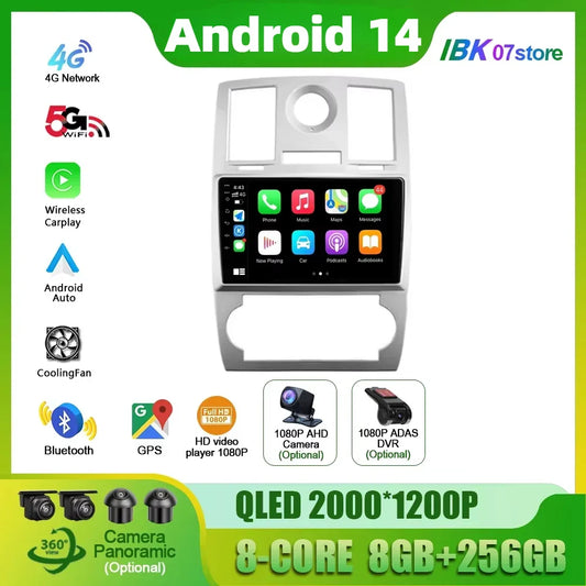 Android 14 For Chrysler 300C 2004-2011 Car Radio 4G GPS BT Carplay Navigation Wireless Bluetooth Carplay Head Unit Touch Screen