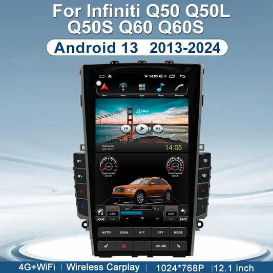For Infiniti Q50 Q50L Q50S Q60 Q60S 2013 2015 2016 2017 2018 2019 Car Radio Multimedia Android Screen Wireless Carplay Head Unit
