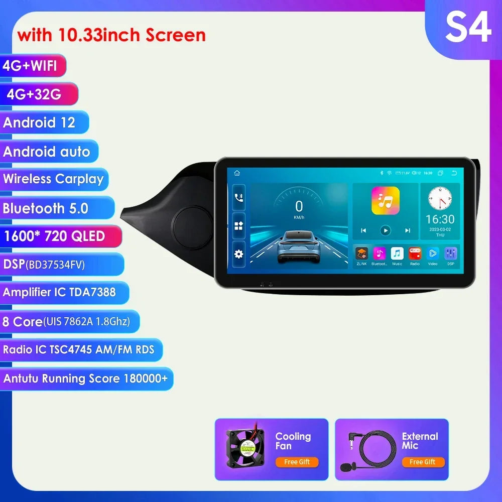 Hizpo 10.33" Car Radio Multimedia Player for Kia Ceed Cee'd 2 JD 2012-2016 Android 13 Wireless Carplay Navi GPS Stereo Head Unit