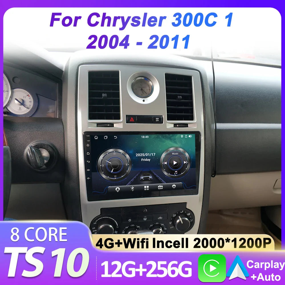 Android 14 For Chrysler 300C 1 2004 - 2011 Car Radio Player Stereo Head Unit Intelligent Car Systems GPS Navigation 5G Wifi RDS