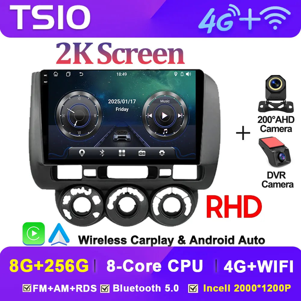 Android 14 Car Radio Multimedia Player For HONDA FIT JAZZ 2002 2003 - 2007 LHD RHD Carplay Autoradio GPS Navi 5G Wifi Bluetooth