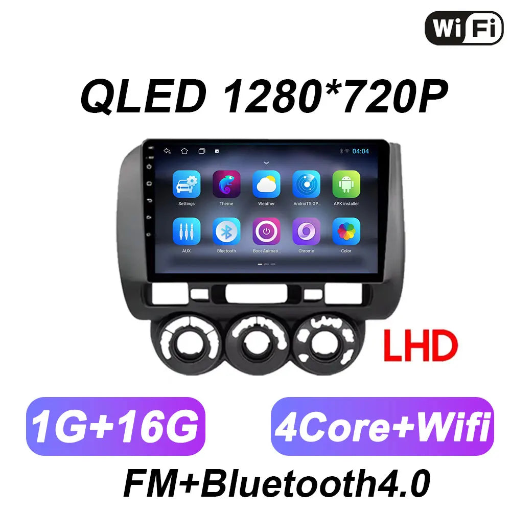 Android 14 Car Radio Multimedia Player For HONDA FIT JAZZ 2002 2003 - 2007 LHD RHD Carplay Autoradio GPS Navi 5G Wifi Bluetooth