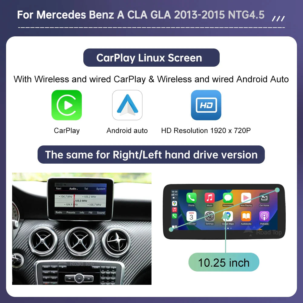 Touch Screen Car Radio for Mercedes Benz A B Class W176 CLA GLA W246 NTG4.5 Multimedia GPS With Carplay Android Auto Mirroring