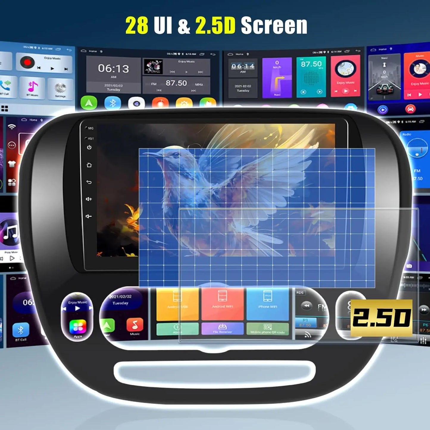 9 Inch Android 13.0 2G+32GB For KIA SOUL 2013-2019 Car GPS Navigation Multimedia Player Radio Tape Recoder Head Unit DSP Carplay