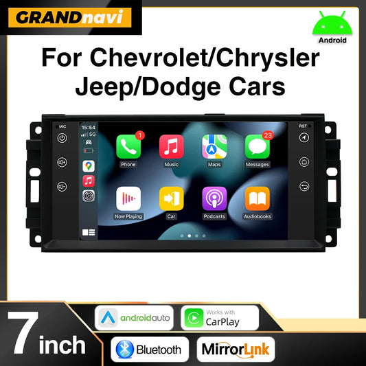 7 inch Car Radio Stereo Wireless Carplay Android Auto For Jeep Grand Cherokee Commander Wrangler Dodge Chrysler Cars GPS WIFI