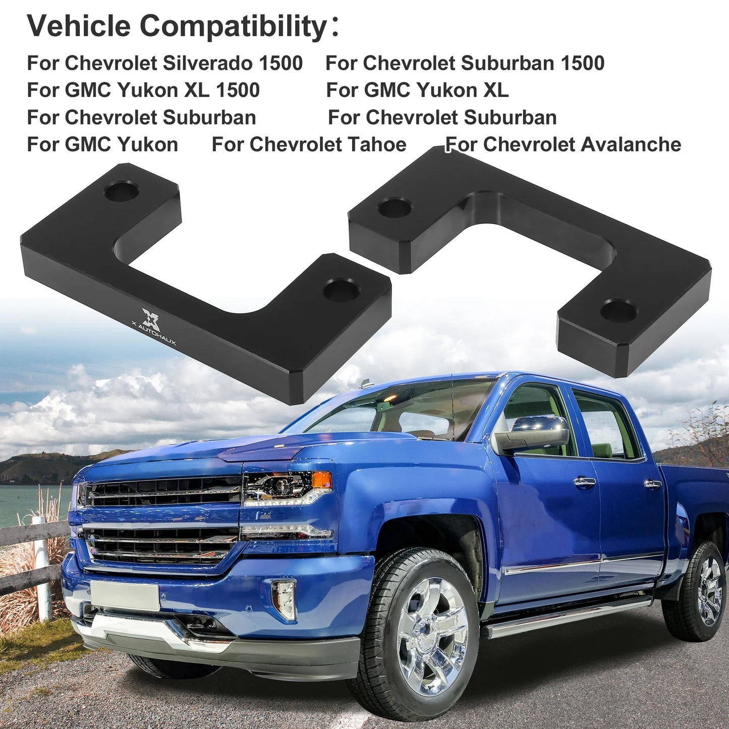 X Autohaux 1" Front Leveling Lift Kit Suspension Spring Strut Spacer Lift Spacers For Chevrolet Silverado 1500 For GMC 1500