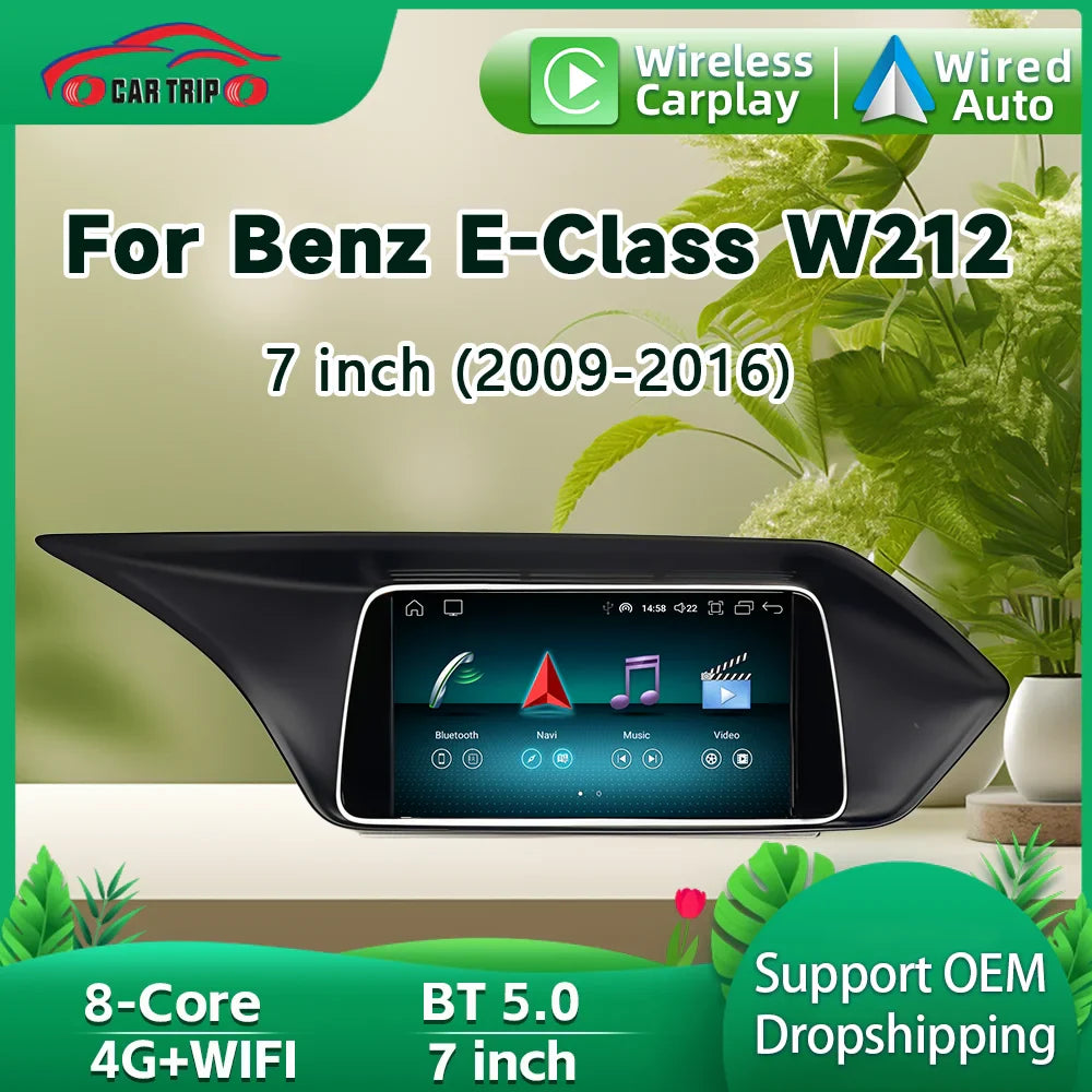 7 Inch Carplay Android 13 Auto Car Intelligent Systems For Mercedes Benz E Class W212 A207 X204 DSP Stereo Touch Screen