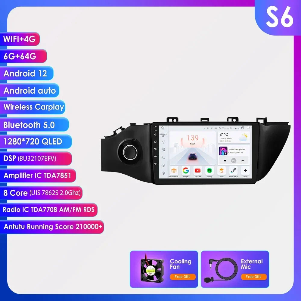 Hizpo 8 Cores Carplay Car Radio Android Auto Multimedia Player For KIA K2 RIO 4 2017-2019 2 Din GPS Navigation Stereo 8G 128G