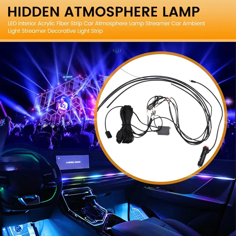 LED Interior Acrylic Fiber Strip Car Atmosphere Lamp Streamer Car Ambient Light Streamer Decorative Light Strip