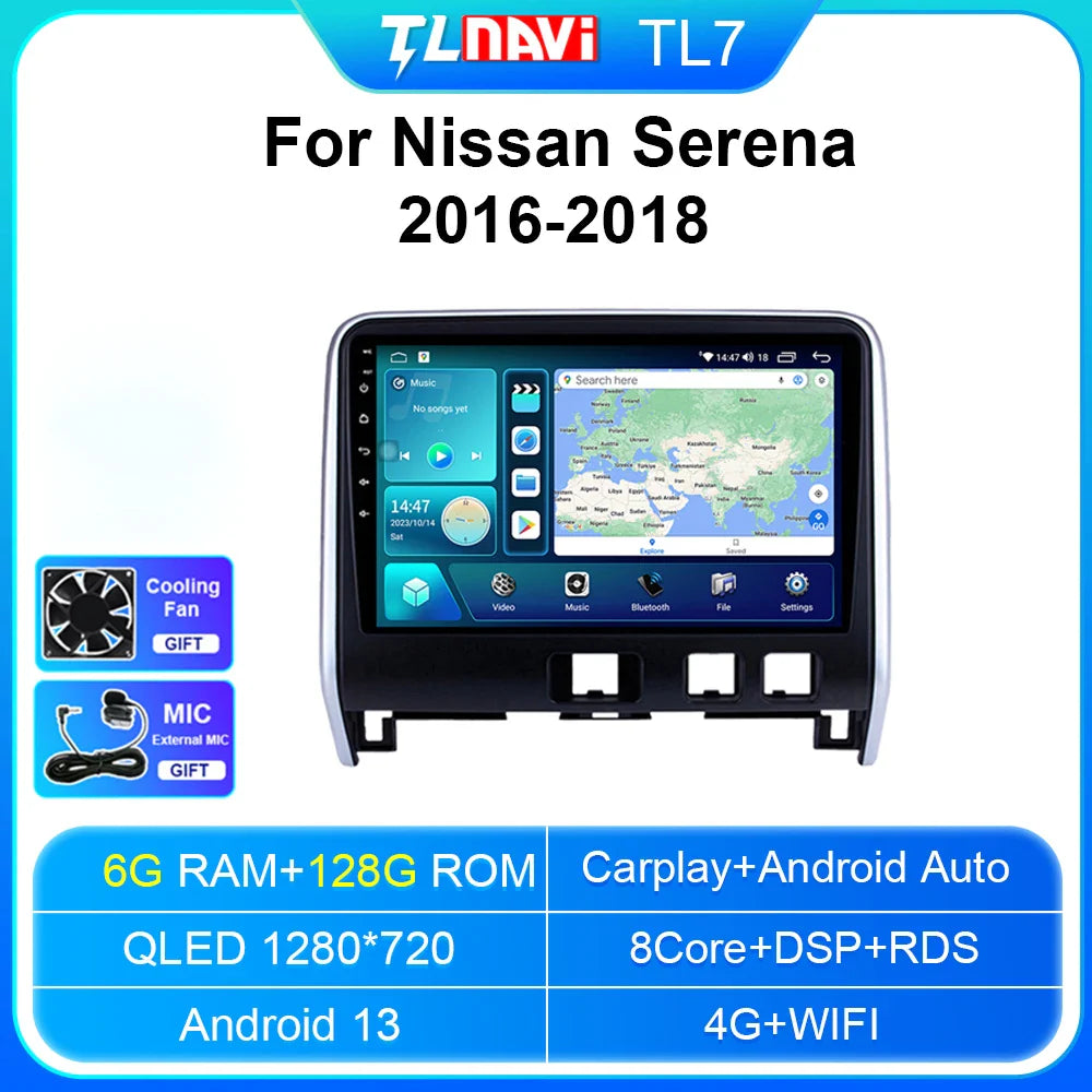 Android Auto Car Radio For 2016 2017 2018 Nissan Serena GPS Navigation System 8G RAM128G ROM Carplay Head Unit Multimedia player
