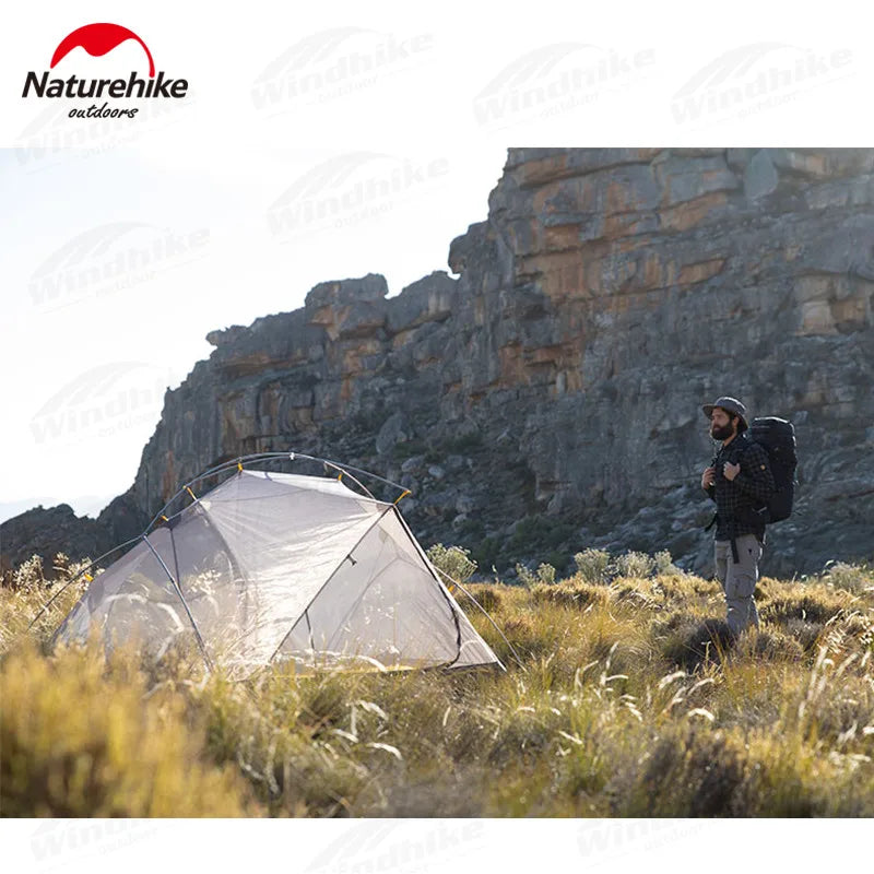 Naturehike Mongar 2 Ultralight Tent Waterproof Double Layer 20D Nylon Travel Camping Backpacking Hiking Tent 1-2 People with Mat