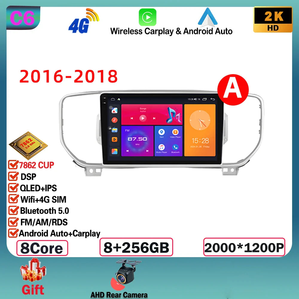 Android For KIA Sportage 4 2016-2018 2019-2021 Multimedia Video Player Navigation GPS Stereo Wireless Carplay DSP WIFI NO 2DIN